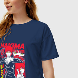 Футболка оверсайз женская Человек-бензопила - Makima, цвет: тёмно-синий — фото 2