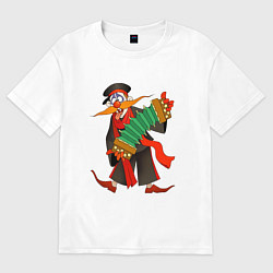 Футболка оверсайз женская Мужичок усатый, цвет: белый