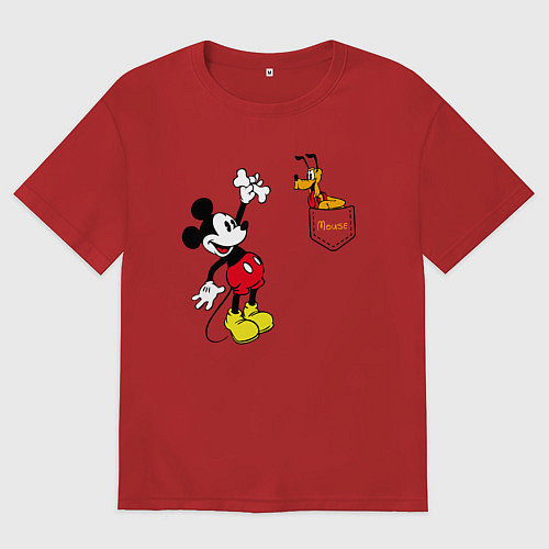 Женская футболка оверсайз Микки Маус и Плуто / Красный – фото 1