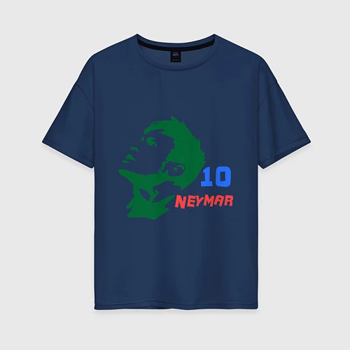 Женская футболка оверсайз Neymar 10 / Тёмно-синий – фото 1