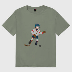 Футболка оверсайз женская Эмоциональный хоккеист, цвет: авокадо