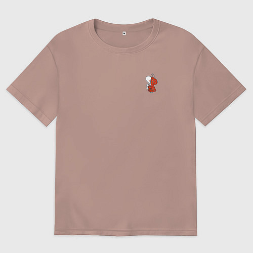 Женская футболка оверсайз Божья коровка маленькая / Пыльно-розовый – фото 1