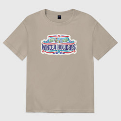 Футболка оверсайз женская Зимние праздники, цвет: миндальный