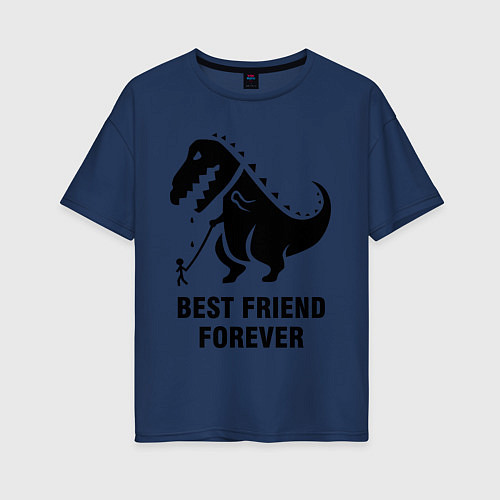 Женская футболка оверсайз Godzilla best friend / Тёмно-синий – фото 1
