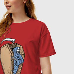 Футболка оверсайз женская Смерть и гроб, цвет: красный — фото 2