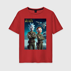 Футболка оверсайз женская Rick and Morty - air force нейроарт, цвет: красный