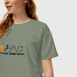 Футболка оверсайз женская Планы на Новый год - eat sleep drink repiat, цвет: авокадо — фото 2