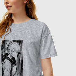 Футболка оверсайз женская Девушка на уличных задворках, цвет: меланж — фото 2