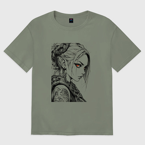 Женская футболка оверсайз Девушка с алыми глазами / Авокадо – фото 1