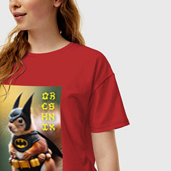 Футболка оверсайз женская Bat squirrel - oreshnik meme, цвет: красный — фото 2