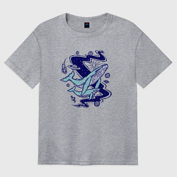 Футболка оверсайз женская Космические киты, цвет: меланж