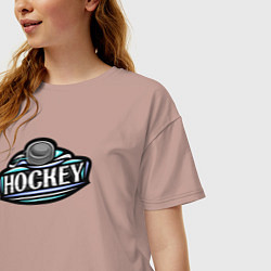 Футболка оверсайз женская Hockey sport, цвет: пыльно-розовый — фото 2