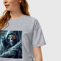 Футболка оверсайз женская Cyber death - ai art fantasy, цвет: меланж — фото 2