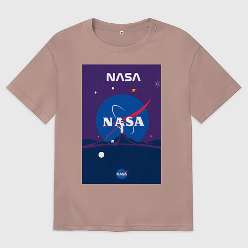 Женская футболка оверсайз NASA фиолетовый плакат / Пыльно-розовый – фото 1