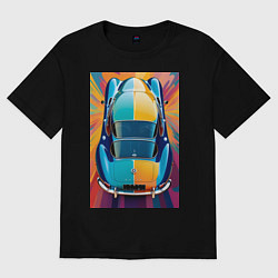 Футболка оверсайз женская Яркий ретро автомобиль, цвет: черный
