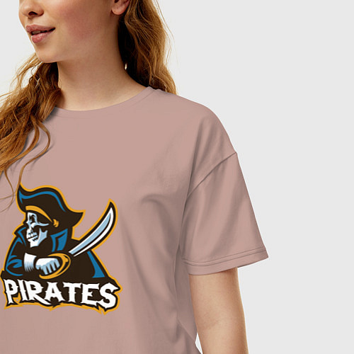 Женская футболка оверсайз Команда пиратов / Пыльно-розовый – фото 3
