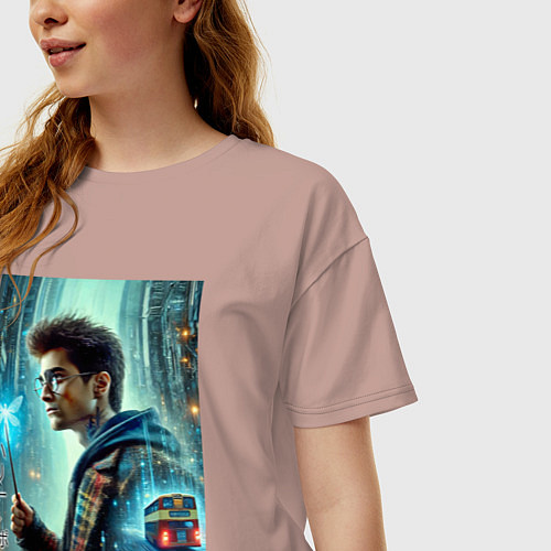 Женская футболка оверсайз Harry Potter - urban style / Пыльно-розовый – фото 3