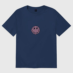 Футболка оверсайз женская Смайл с сердечными глазами, цвет: тёмно-синий