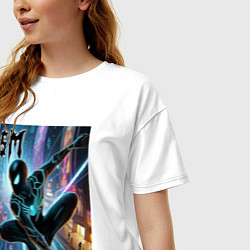 Футболка оверсайз женская Neon Spider-man - ai art fantasy, цвет: белый — фото 2