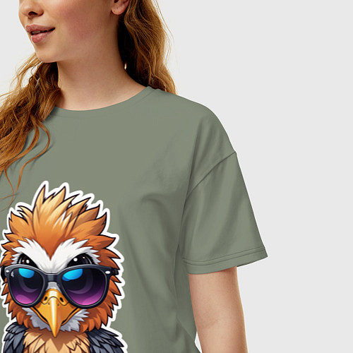 Женская футболка оверсайз Орел в очках / Авокадо – фото 3