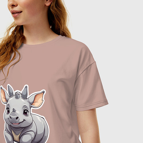 Женская футболка оверсайз Серый носорог / Пыльно-розовый – фото 3