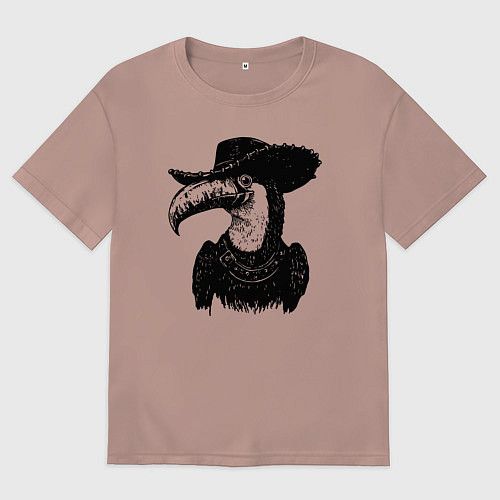 Женская футболка оверсайз Тукан ковбой / Пыльно-розовый – фото 1