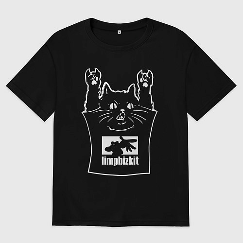 Женская футболка оверсайз Limp Bizkit - cat rock / Черный – фото 1