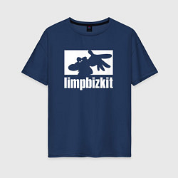 Футболка оверсайз женская Limp Bizkit - logo, цвет: тёмно-синий