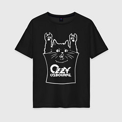 Футболка оверсайз женская Ozzy Osbourne - cat rock, цвет: черный