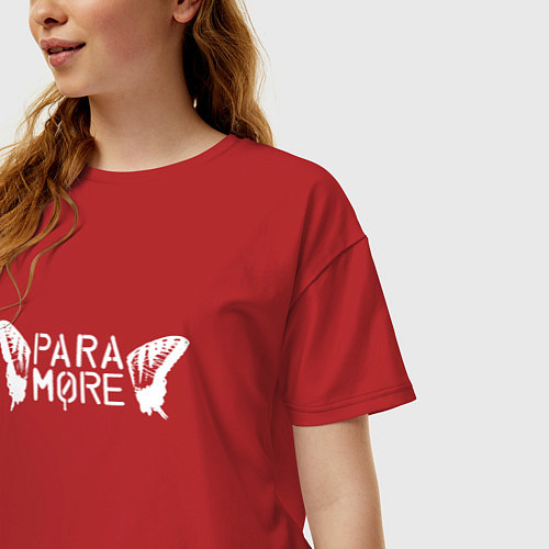 Женская футболка оверсайз Paramore - logo / Красный – фото 3