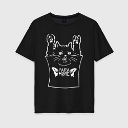 Футболка оверсайз женская Paramore - cat rock, цвет: черный