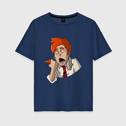 Футболка оверсайз женская Нервный диспетчер из Каламбур: Крутое пике, цвет: тёмно-синий