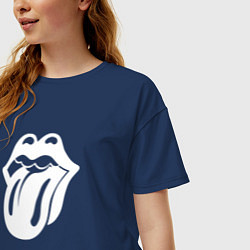 Футболка оверсайз женская Rolling Stones - white logo, цвет: тёмно-синий — фото 2