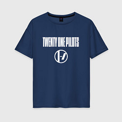 Футболка оверсайз женская Twenty one pilots - logo, цвет: тёмно-синий