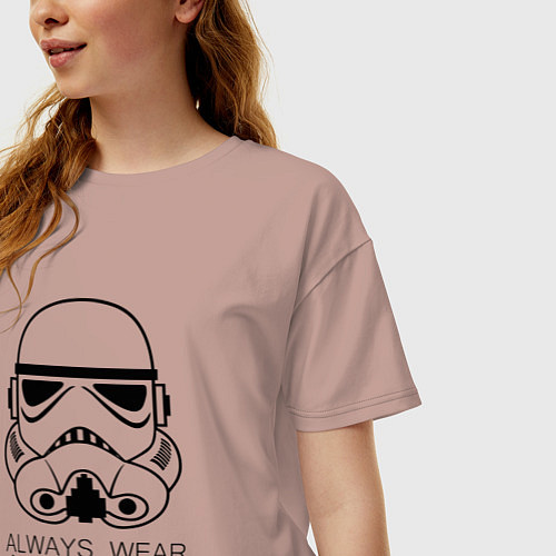 Женская футболка оверсайз Всегда надевай шлем / Пыльно-розовый – фото 3