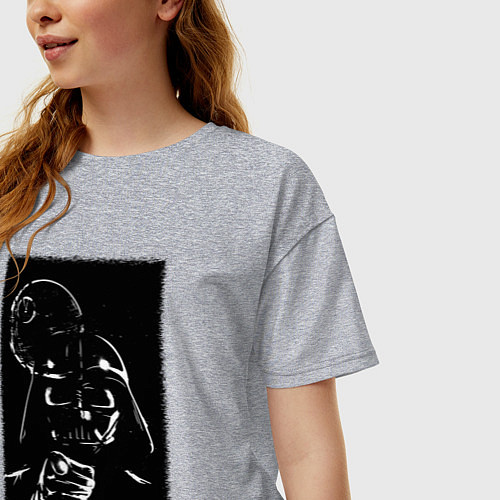 Женская футболка оверсайз Звёздные войны Дарт вейдер / Меланж – фото 3