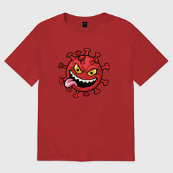 Футболка оверсайз женская Забавный вирус, цвет: красный