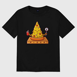 Футболка оверсайз женская Pizza yoga, цвет: черный