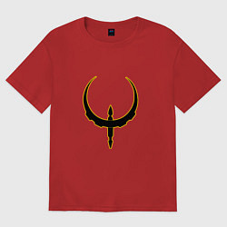 Женская футболка оверсайз Чёрно-жёлтый знак quake