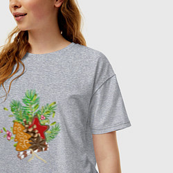 Футболка оверсайз женская Новогодний букет, цвет: меланж — фото 2