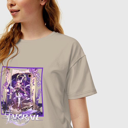 Женская футболка оверсайз Фу Сюань / Миндальный – фото 3