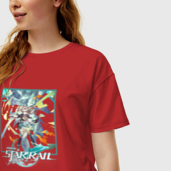 Футболка оверсайз женская Светлячок, цвет: красный — фото 2