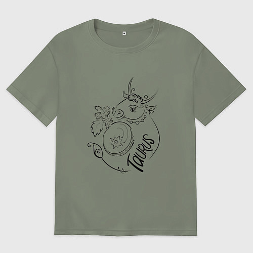 Женская футболка оверсайз Телец зодиак / Авокадо – фото 1