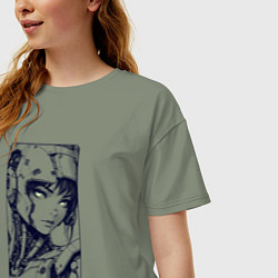 Футболка оверсайз женская Футуристичная кибернетическая девушка, цвет: авокадо — фото 2