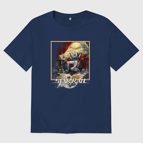 Женская футболка оверсайз Авантюрин / Тёмно-синий – фото 1