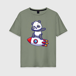 Футболка оверсайз женская Rocket panda, цвет: авокадо