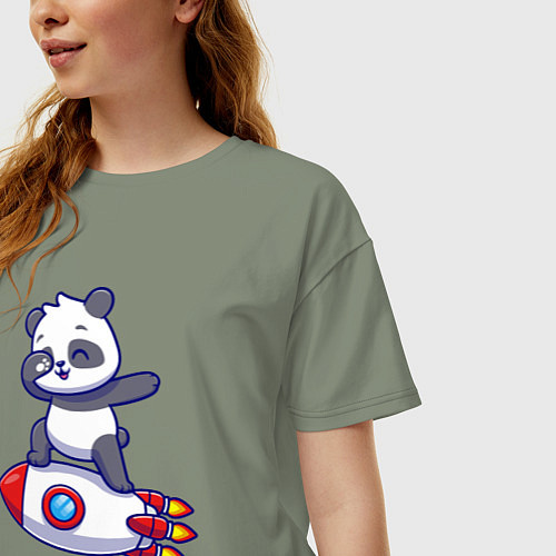 Женская футболка оверсайз Rocket panda / Авокадо – фото 3