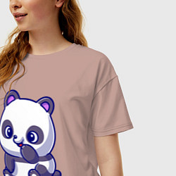 Футболка оверсайз женская Миленькая панда, цвет: пыльно-розовый — фото 2