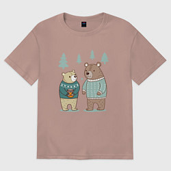 Женская футболка оверсайз Медведи-соседи