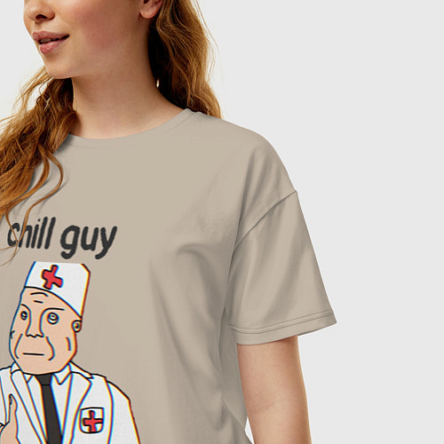 Женская футболка оверсайз Чиловый парень дурка / Миндальный – фото 3